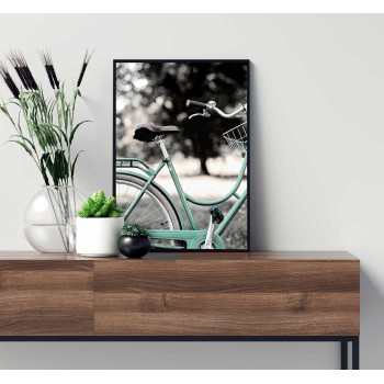 Ljusblå cykel - Svartvit / blå poster