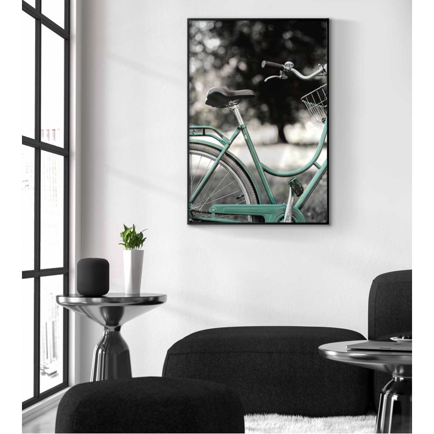 Bicycle - Retro Black and White / light blue poster