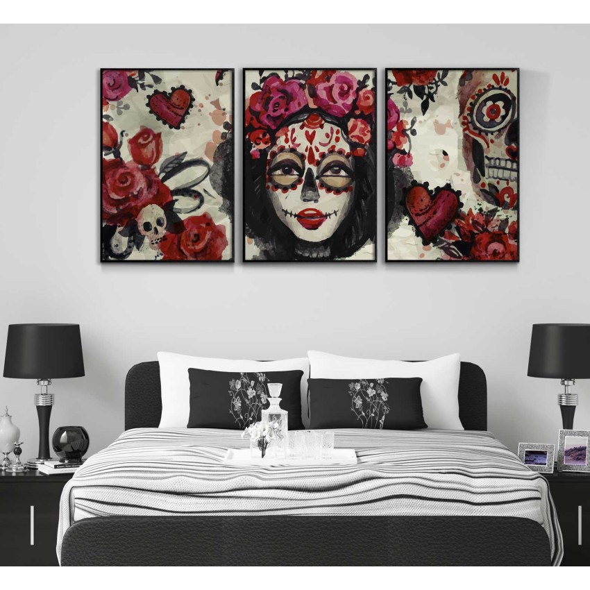 Los Muertos Mexican Day of the Dead - Poster in Three Pieces