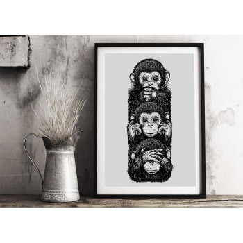 Apor illustration - Döv blind stum poster