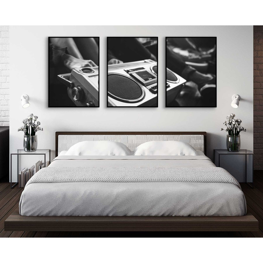 Retro musik posters - Kassettbandspelare i svartvitt