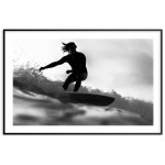 Surfing dude  - Black and White Poster