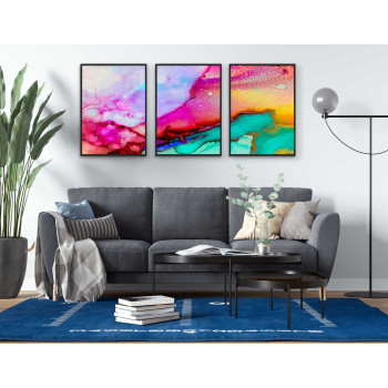 Abstrakt färg - Färgglad poster i tre delar