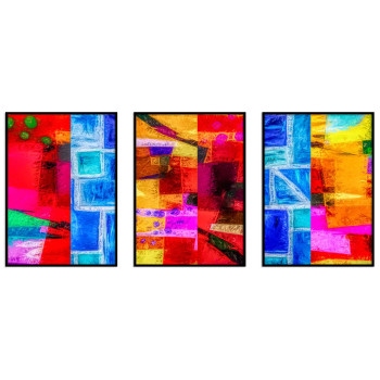 Abstrakt & f&auml;rgglatt - Poster tavla i tre delar