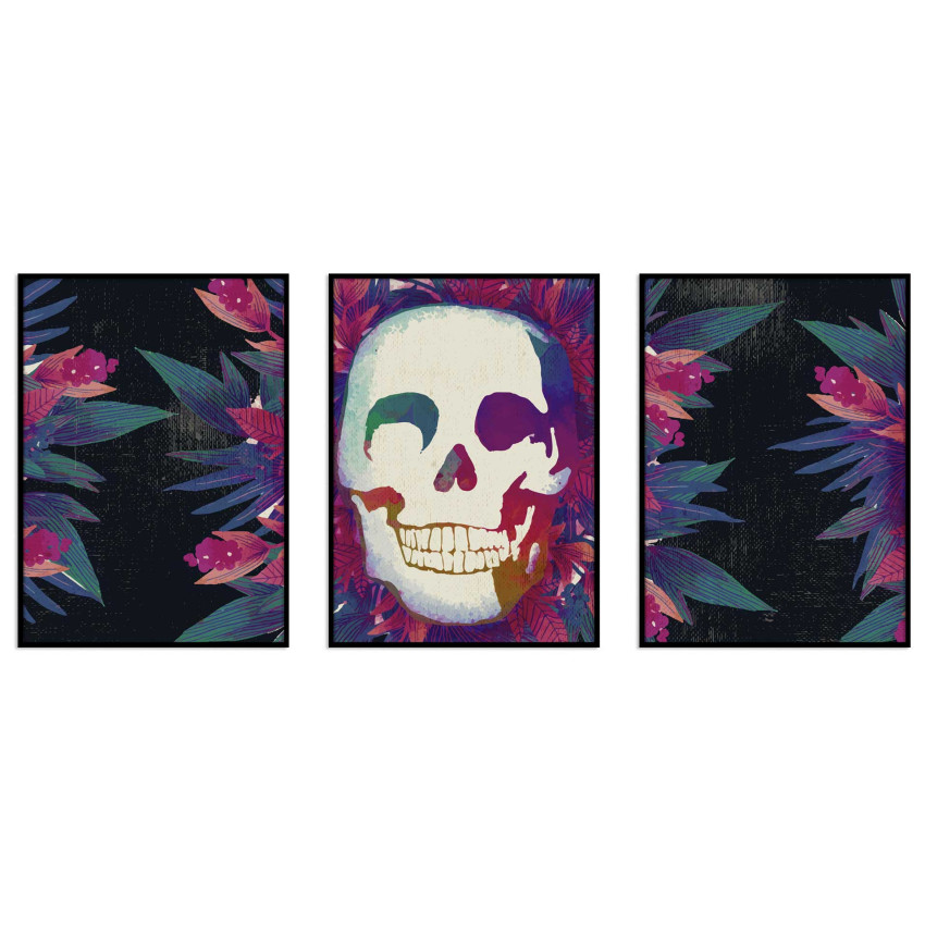 Abstrakt dödskalle - Tavla i tre delar