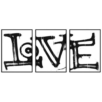 Abstrakt Love - Svartvit tavla i tre delar
