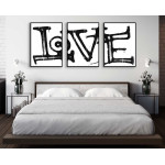 Abstrakt Love - Svartvit tavla i tre delar