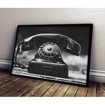 Retro Telefon - Svartvit Poster
