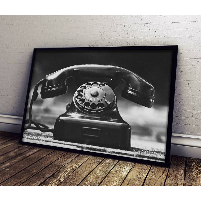 Retro Telefon - Svartvit Poster