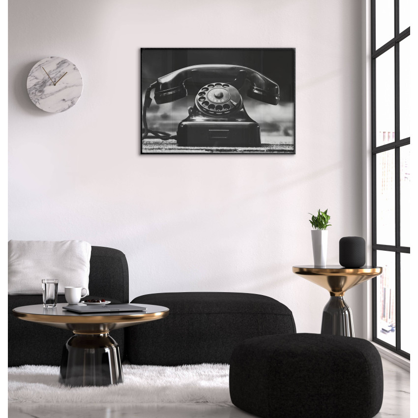 Retro Telefon - Svartvit Poster