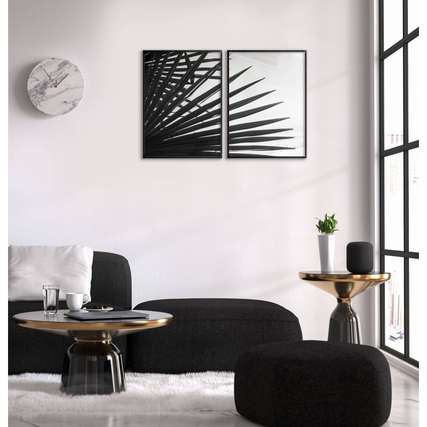 Palm silhuett - Svartvit botanisk poster i två delar