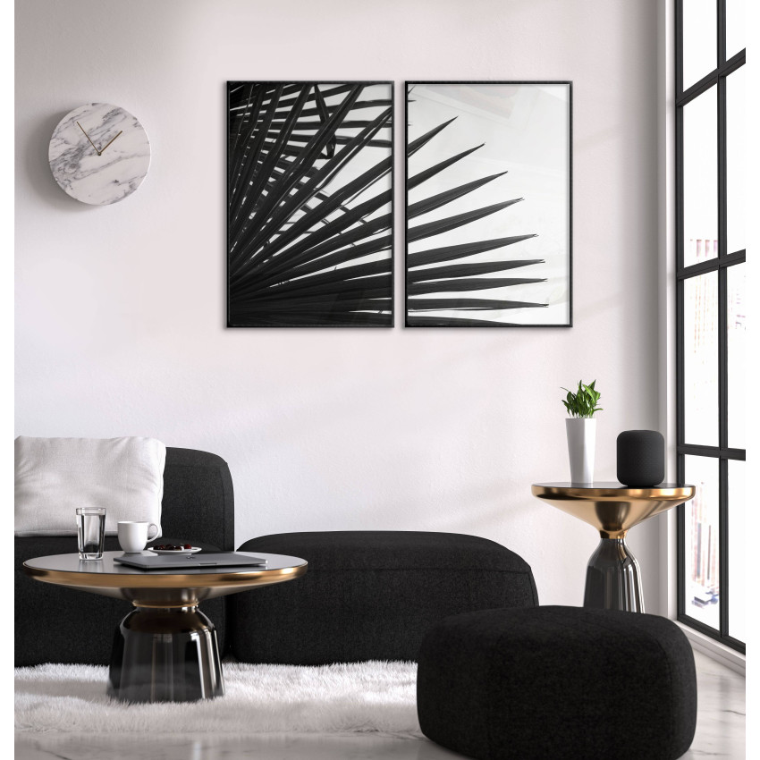 Palm silhuett - Svartvit botanisk poster i två delar
