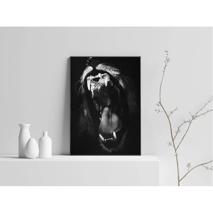 Lejon Ryter - Svartvit Poster 