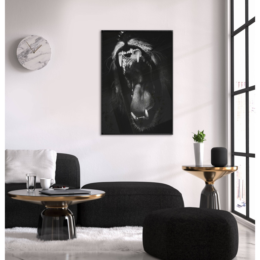 Lejon Ryter - Svartvit Poster 