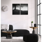 Parkbänk, natur & utsikt - Svartvit poster i två delar