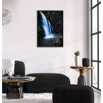 Ljusblått vattenfall - Svartvit poster med färg