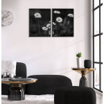 Vita blommor tusensköna - Svartvit poster i två delar