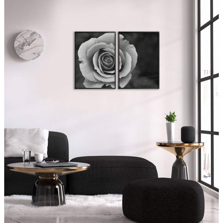 Rose - Black and White Poster in Two Pieces