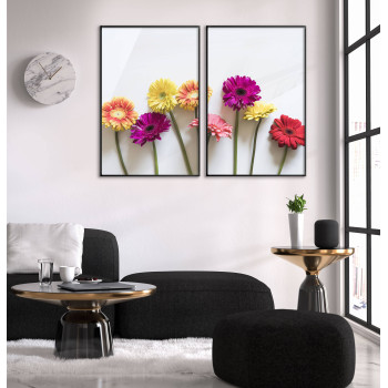 Enkla blommor - Tvådelat tavelset med vit bakgrund