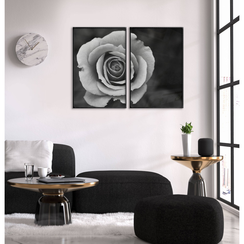 Rose - Black and White Poster in Two Pieces