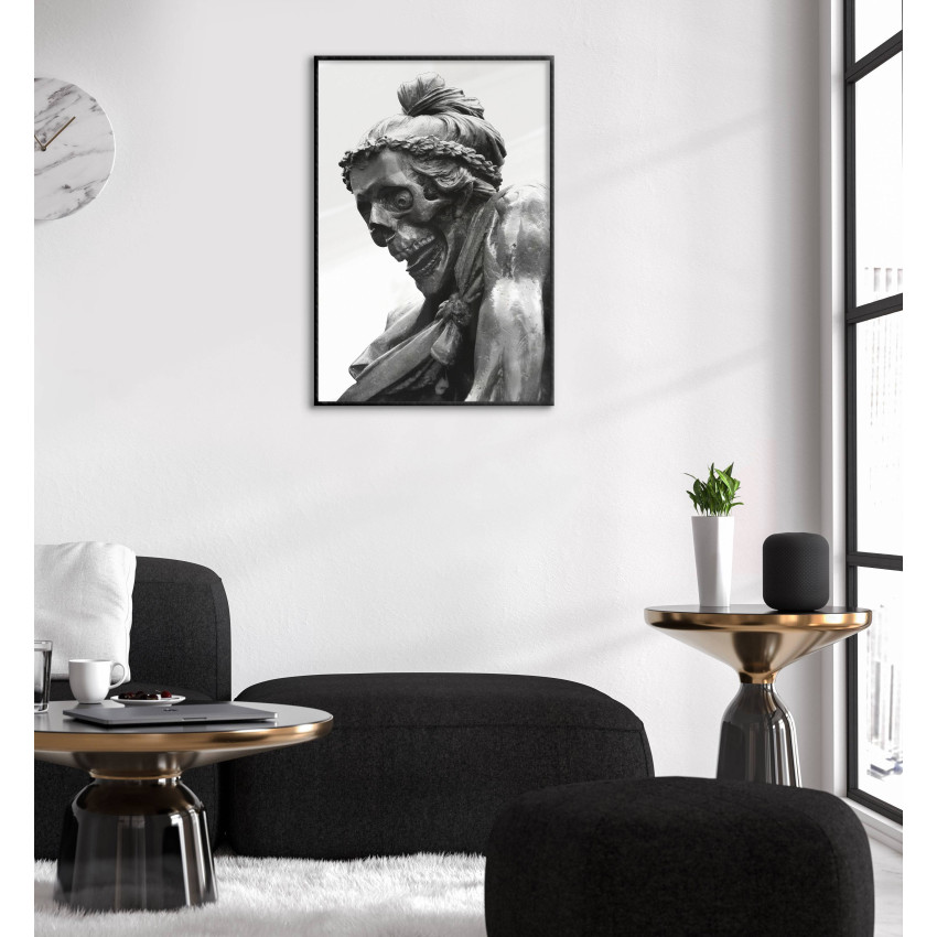 Döskalle Staty - Svartvit Poster med Vit Bakgrund