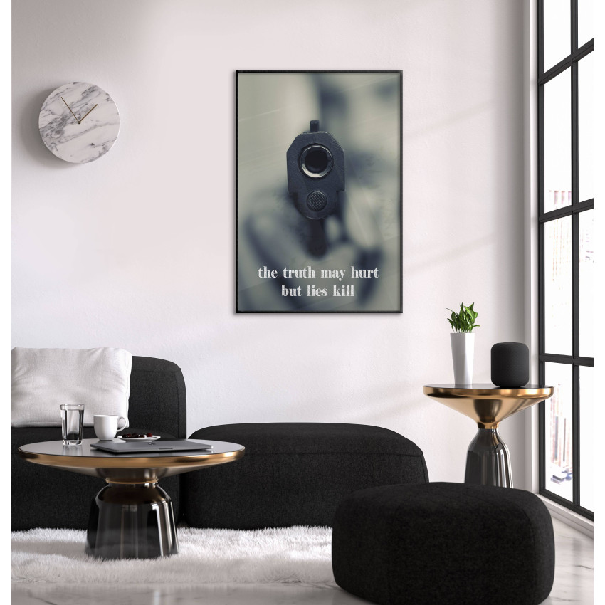 Gun and Text - Black and White Poster