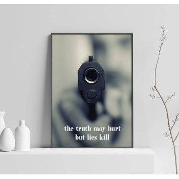 Pistol Riktad Framåt - Svartvit Textposter