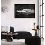 Krokodil - Svartvit Liggande Poster