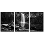 Waterfall and Rocks - Three Piece Poster