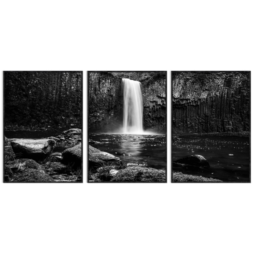 Waterfall and Rocks - Three Piece Poster