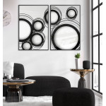 Svartvitt abstrakt motiv i två delar - Cirklar ringar