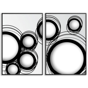 Svartvitt abstrakt motiv i två delar - Cirklar ringar