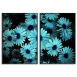 Poster med vackra turkosa blommor - Motiv i två delar