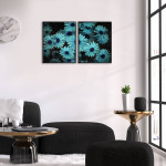 Poster med vackra turkosa blommor - Motiv i två delar