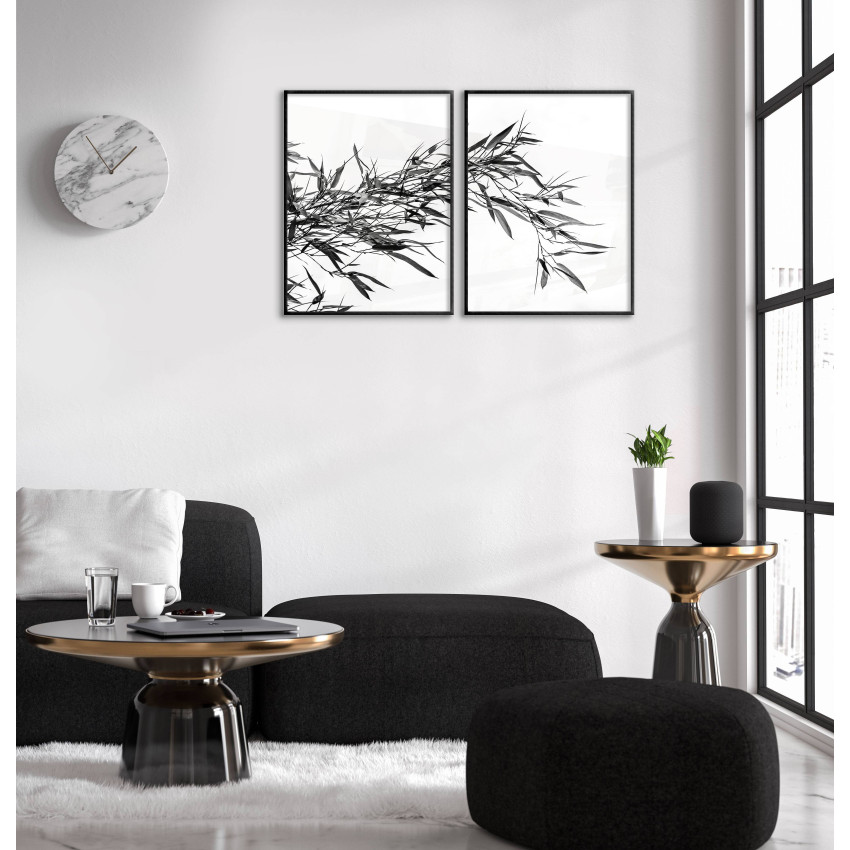Black and White Leaves - Two Piece Poster