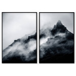 Dimma i bergen - Svartvitt motiv i två delar