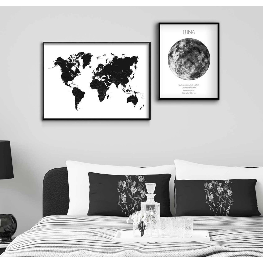 Månen - Svartvit Enkel Poster med Text