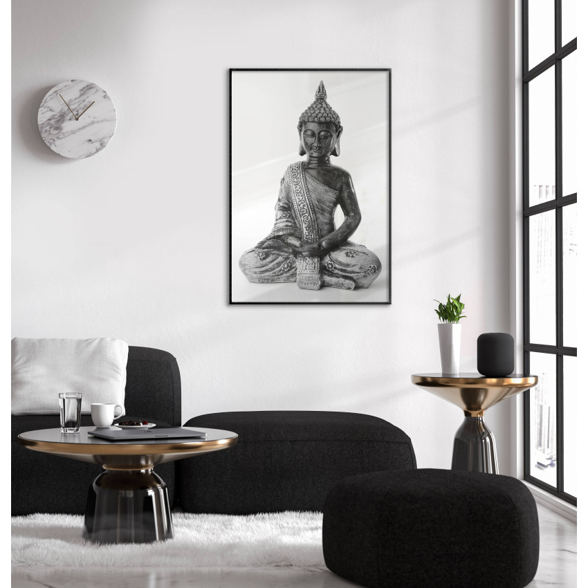 Buddha Staty - Svartvit Enkel Poster