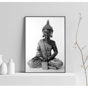 Buddha Staty - Svartvit Enkel Poster