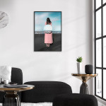 Kvinna på Strand med Spegel - Abstrakt Poster