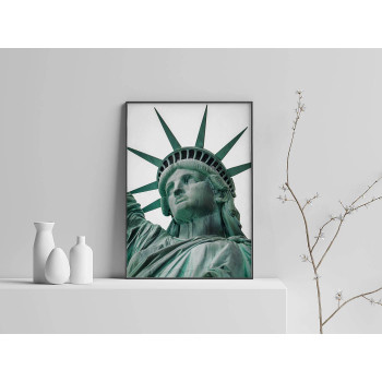 Frihetsgudinnan i Närbild - Grön Retro Poster