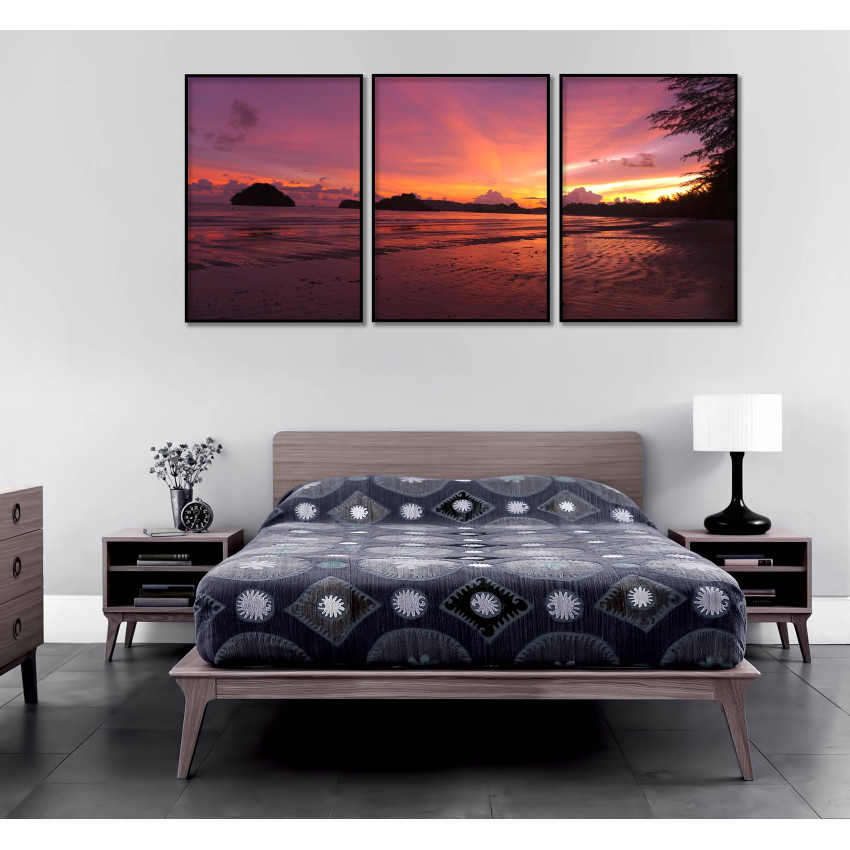 Rosa lila strand - Havsmotiv i tre delar