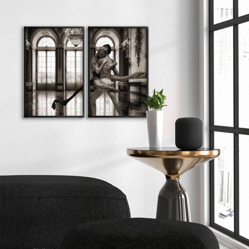 Ballerina & dans i slottet - Svartvit poster i två delar
