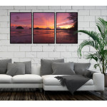 Rosa lila strand - Havsmotiv i tre delar