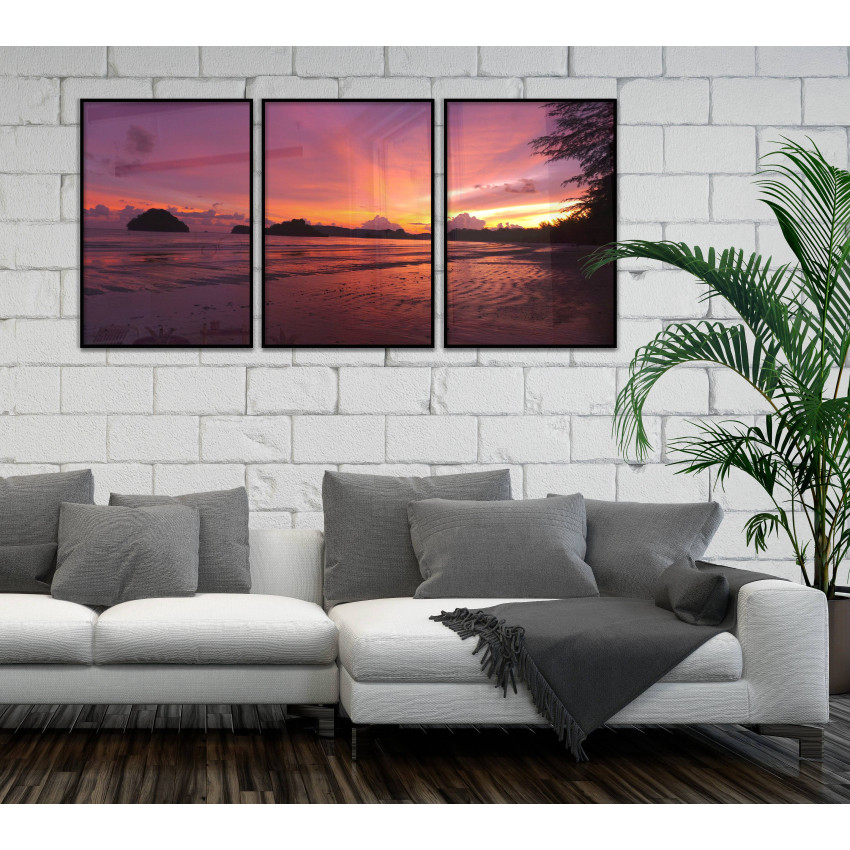 Rosa lila strand - Havsmotiv i tre delar