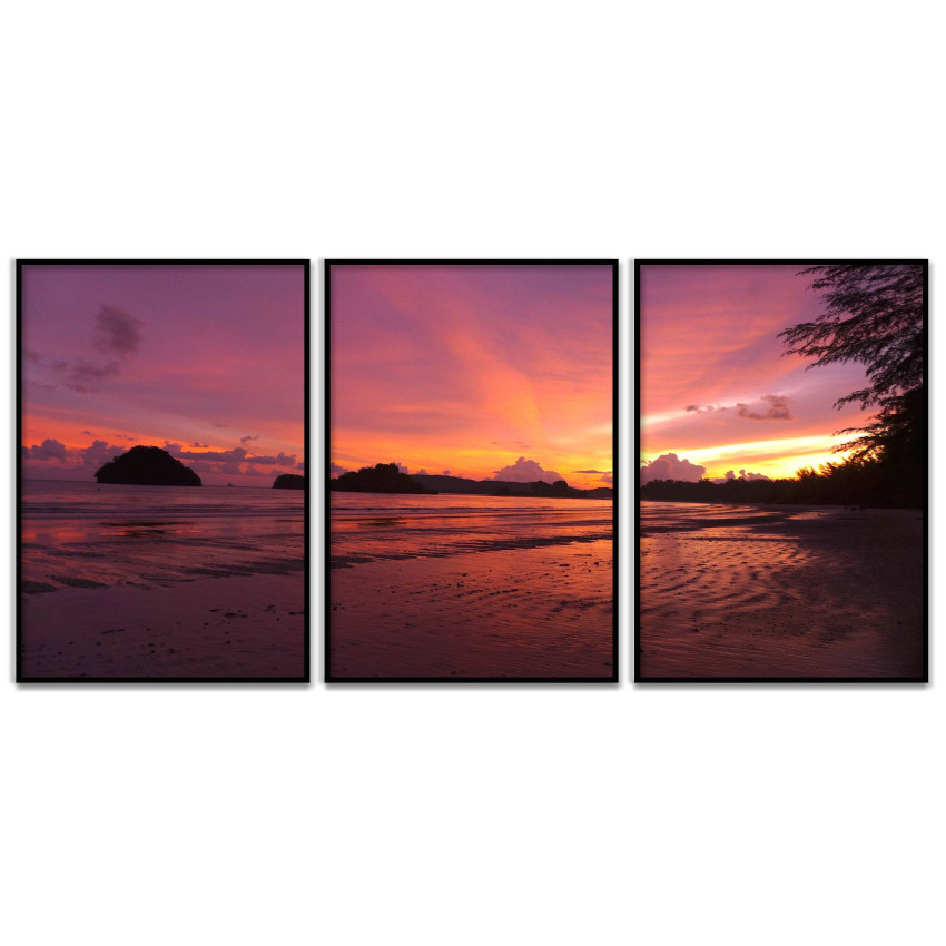 Rosa lila strand - Havsmotiv i tre delar