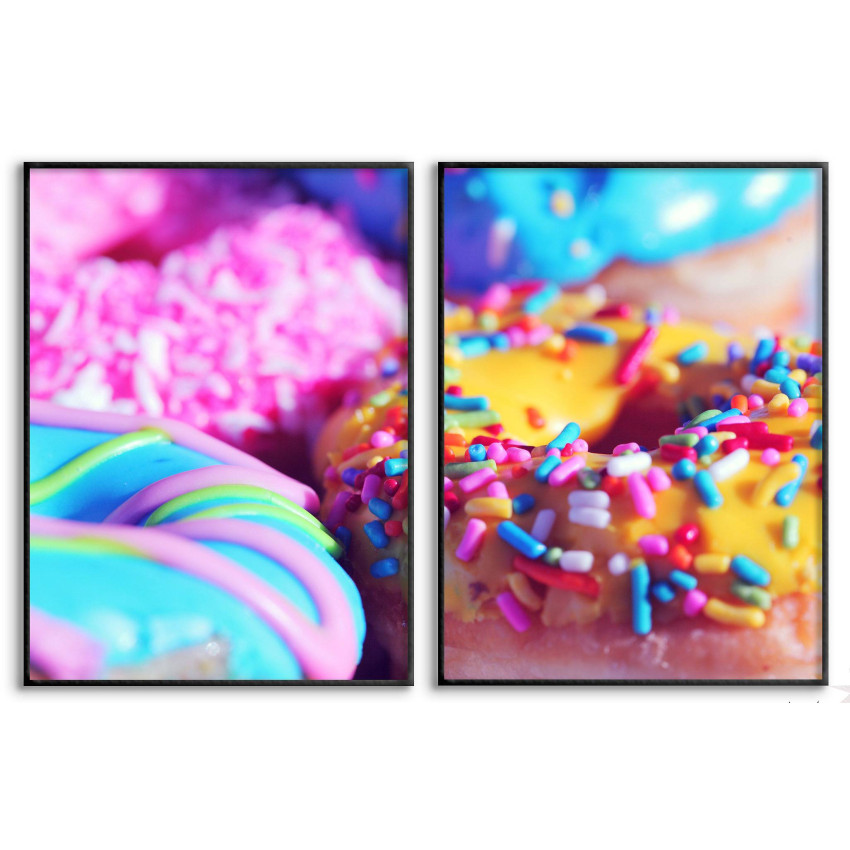 Donuts med strössel - Färgglad poster i två delar