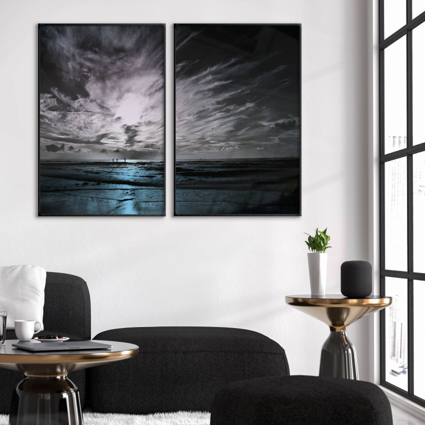 Teal Beach by Night - Two Piece Poster