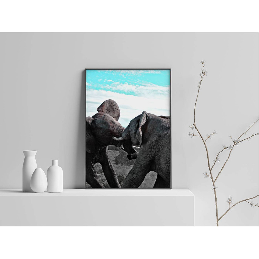 Elephant family - Black and white poster