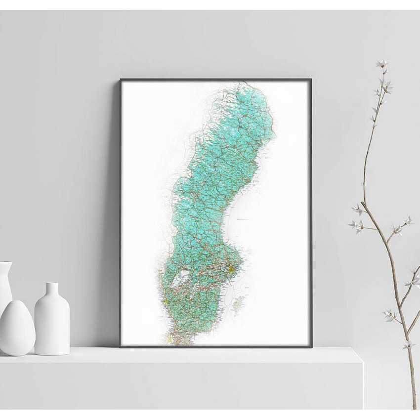 Map of Sweden - Detailed Poster